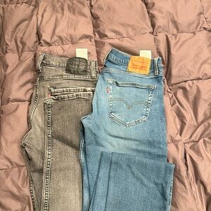 Levi’s jeans men’s excellent condition. One grey/black one blue jean